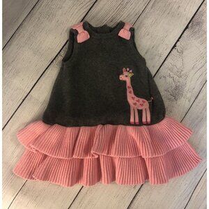 Gymboree Grey And Pink Giraffe Sweater Dress 6-12M